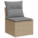 sofasæt til haven 7 dele med hynder polyrattan akacietræ beige