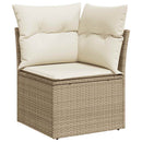 sofasæt til haven 7 dele med hynder polyrattan akacietræ beige