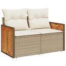 sofasæt til haven 7 dele med hynder polyrattan akacietræ beige