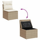 sofasæt til haven 7 dele med hynder polyrattan akacietræ beige