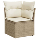 sofasæt til haven 9 dele med hynder polyrattan akacietræ beige
