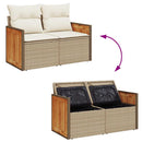 sofasæt til haven 7 dele med hynder polyrattan akacietræ beige