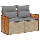 sofasæt til haven 7 dele med hynder polyrattan akacietræ beige