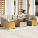 sofasæt til haven 10 dele med hynder polyrattan akacietræ beige