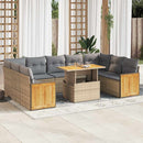 sofasæt til haven 10 dele med hynder polyrattan akacietræ beige