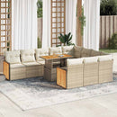 sofasæt til haven 11 dele med hynder polyrattan akacietræ beige