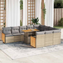sofasæt til haven 11 dele med hynder polyrattan akacietræ beige