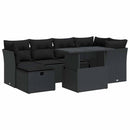 sofasæt til haven 7 dele med hynder polyrattan sort