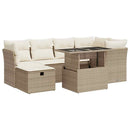 sofasæt til haven 7 dele med hynder polyrattan beige