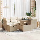 sofasæt til haven 7 dele med hynder polyrattan beige