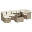 sofasæt til haven 8 dele med hynder polyrattan beige