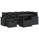 sofasæt til haven 7 dele med hynder polyrattan sort