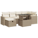 sofasæt til haven 7 dele med hynder polyrattan beige