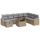 sofasæt til haven 9 dele med hynder polyrattan beige