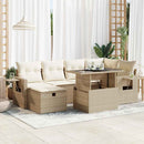sofasæt til haven 7 dele med hynder polyrattan beige