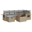 sofasæt til haven 7 dele med hynder polyrattan beige