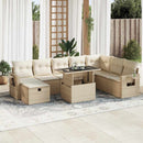 sofasæt til haven 9 dele med hynder polyrattan beige