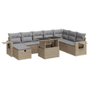 sofasæt til haven 9 dele med hynder polyrattan beige