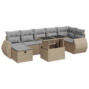 sofasæt til haven 8 dele med hynder polyrattan beige