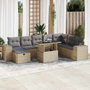 sofasæt til haven 9 dele med hynder polyrattan beige