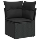 sofasæt til haven 7 dele med hynder polyrattan akacietræ sort