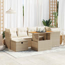 sofasæt til haven 7 dele med hynder polyrattan akacietræ beige