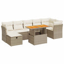 sofasæt til haven 8 dele med hynder polyrattan akacietræ beige