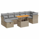sofasæt til haven 8 dele med hynder polyrattan akacietræ beige