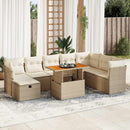sofasæt til haven 9 dele med hynder polyrattan akacietræ beige