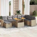 sofasæt til haven 9 dele med hynder polyrattan akacietræ beige