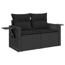 sofasæt til haven 6 dele med hynder polyrattan akacietræ sort