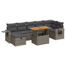 sofasæt 5 dele med hynder polyrattan akacietræ grå