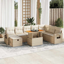 sofasæt til haven 9 dele med hynder polyrattan akacietræ beige