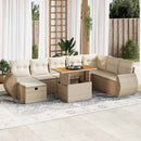 sofasæt til haven 9 dele med hynder polyrattan akacietræ beige
