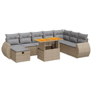 sofasæt til haven 9 dele med hynder polyrattan akacietræ beige