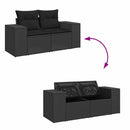 sofasæt til haven 8 dele med hynder polyrattan akacietræ sort