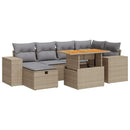 sofasæt til haven 8 dele med hynder polyrattan akacietræ beige