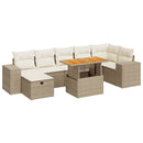 sofasæt til haven 5 dele med hynder polyrattan og akacie beige