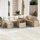 sofasæt til haven 9 dele med hynder polyrattan akacietræ beige