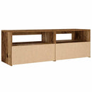 sengeborde med LED-lys 2 stk. 60x35x40 cm antikt træ