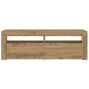 sengeborde med LED-lys 2 stk. 60x35x40 cm egetræsfarve