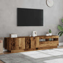 tv-bord m. LED-lys 180x35x40 cm konstrueret træ antikt træ