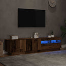 tv-bord m. LED-lys 180x35x40 cm konstrueret træ antikt træ