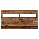 tv-bord m. LED-lys 180x35x40 cm konstrueret træ antikt træ