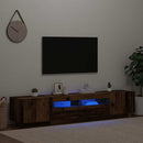 tv-bord m. LED-lys 200x35x40 cm konstrueret træ antikt træ