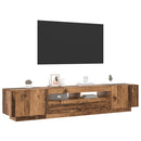 tv-bord m. LED-lys 200x35x40 cm konstrueret træ antikt træ