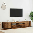 tv-bord m. LED-lys 200x35x40 cm konstrueret træ antikt træ