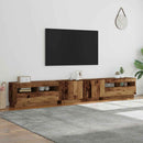 tv-bord m. LED-lys 260x35x40 cm konstrueret træ antikt træ