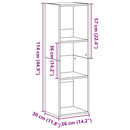 bogreol 36x30x114 cm konstrueret træ sort-eg