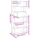 bogreol 80x24x190,5 cm konstrueret træ sort-eg